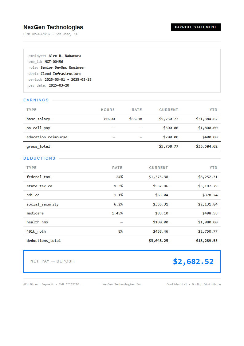 Tech Minimalist Payslip